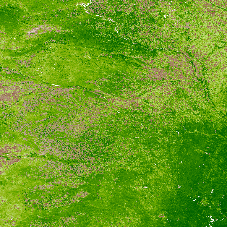 Great Plains NDVI June — vivid green, peak growing season
